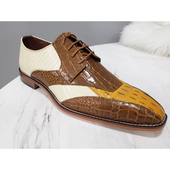 NEW NO BOX SIZE 13 WIDE Stacy Adams Tristano Men\'s Oxford‎ BROWN TAN white croc main image 8
